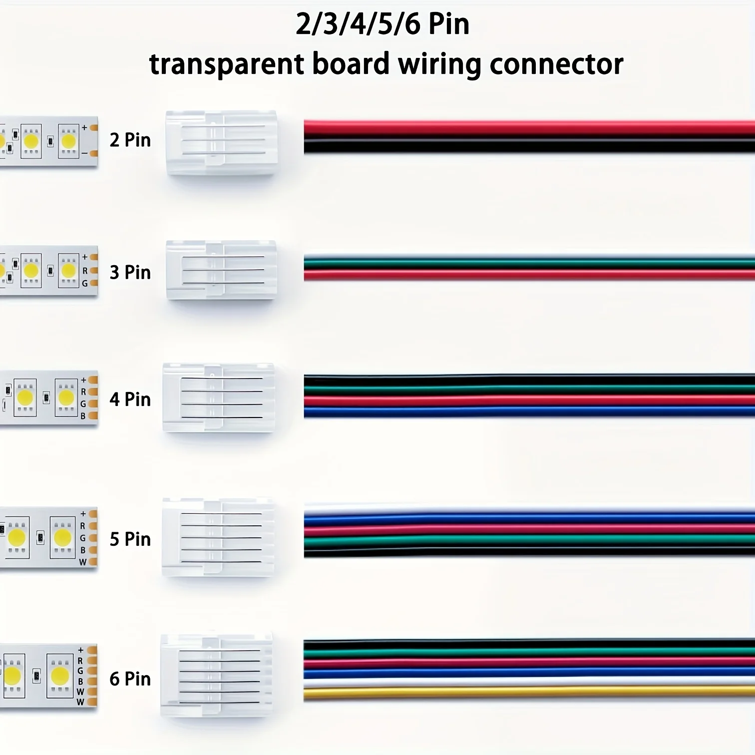 10mm 2/3/4Pin Solderless RGB LED Strip Connectors, Comes with a Small Screwdriver, Transparent Plastic DIY Lighting Layouts