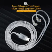 KZ Tipo-c cobre sin oxígeno plateado tipo C 0,75 mm cable de 2 pines compatible con la serie EDX