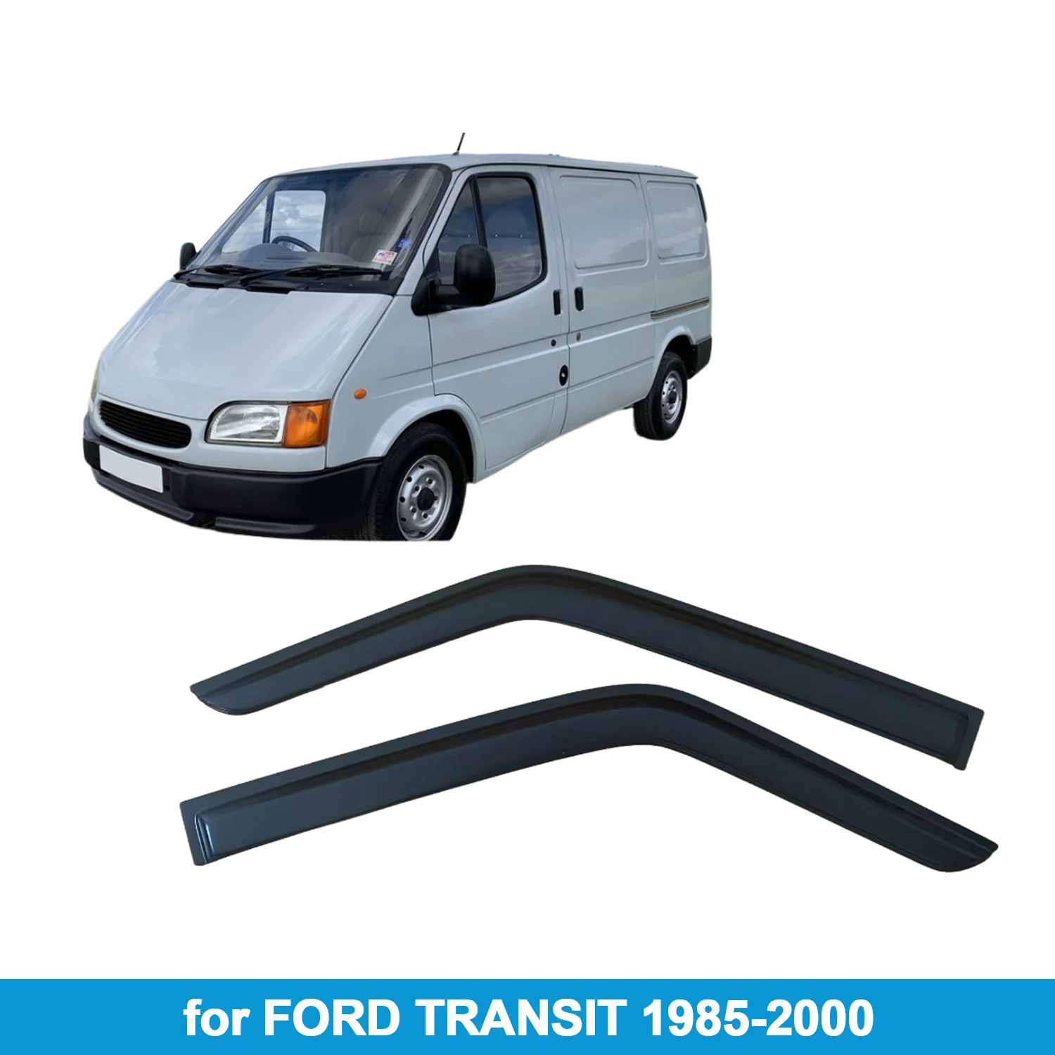 

Window Visor for FORD TRANSIT 1985-2000 Rain Guard Side Vent Deflector Weathershield Outside-Mount Tape On