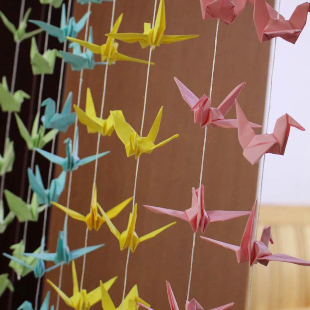 

100pcs 9Cm Handmade Origami Cranes Pearl Effect Premium Paper Decor Wedding Home Diy Curtain Wind Chime Giftmixed Color