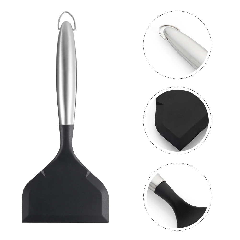 Espátula para Wok de acero inoxidable, mango de silicona, perfecta para freír todo tipo de alimentos en el hogar, hoteles, restaurantes