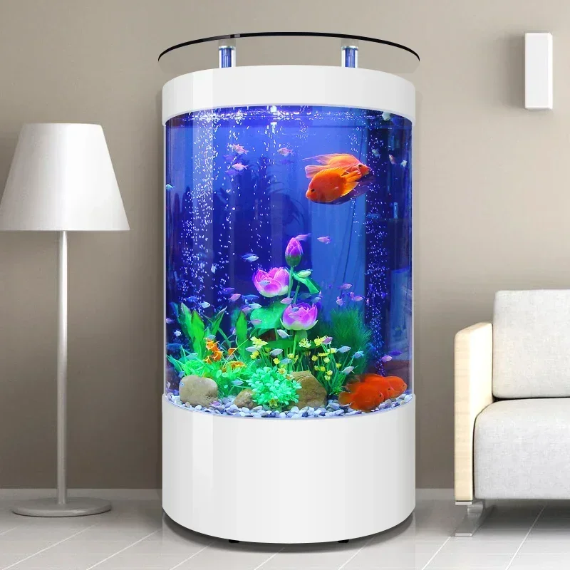 25W Glass Round Aquarium Interior Design Home Decor Office Create Natural Habitat Plants Add Elegance Living Room Office Premium