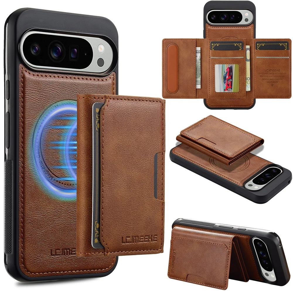 Luxury Leather Wallet Detachable Magnetic 2 In 1 Case For Google Pixel 11 Pro XL Card Holder Shockproof Back Cover Accessories