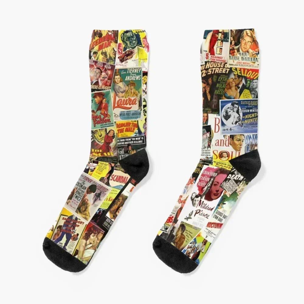 Film Noir Poster Collage Socks hockey halloween soccer anti-slip Socks For Women Men's