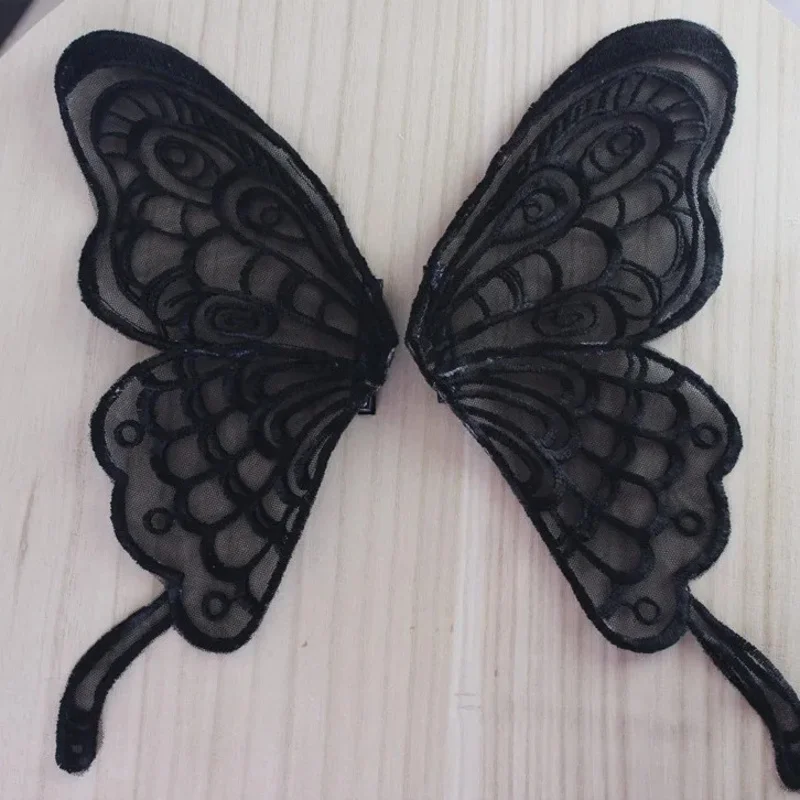 

az15 Два оттенка черно-белых гибких крыльев бабочки с преувеличенными кружевными аксессуарами для волос в стиле Лолиты и эльфа, головные уборы