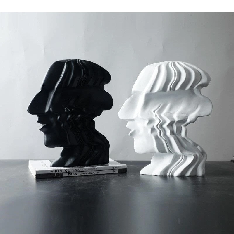 Heavy Shadows Human Face Statue Black/white Crafts Abstract Character Sculpture Desk Decoration Ornaments