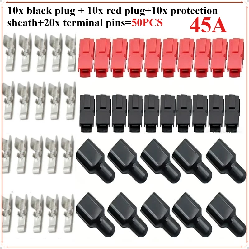 

10 Pairs Anderson Style Power Connectors 15A 30A 45A Quick Release Terminals with Dust Cover Sheath for RC Battery Solar RV Car