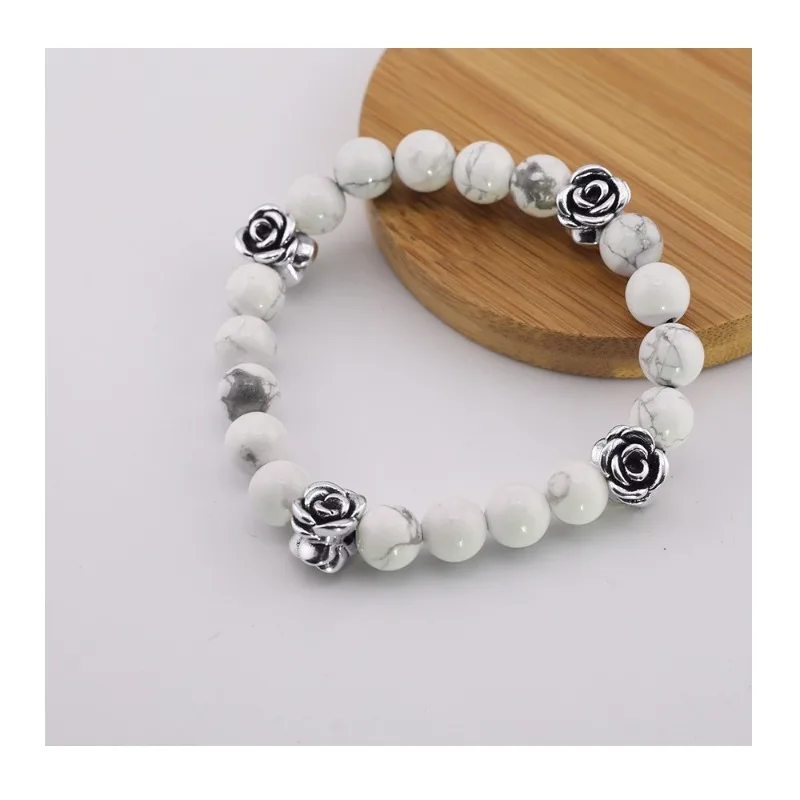 

New Turquoise Bear Turquoise Rose Personality Cute Simple Handmade Bracelet Men's and Women's Beaded Play