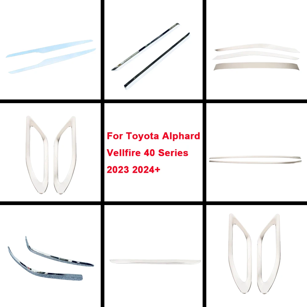 

For Toyota Alphard Vellfire 40 Series 2023 2024+ Car Steel Front Rear Bumper Corner Trim Tail Fog Lights Lamp Frame Glass