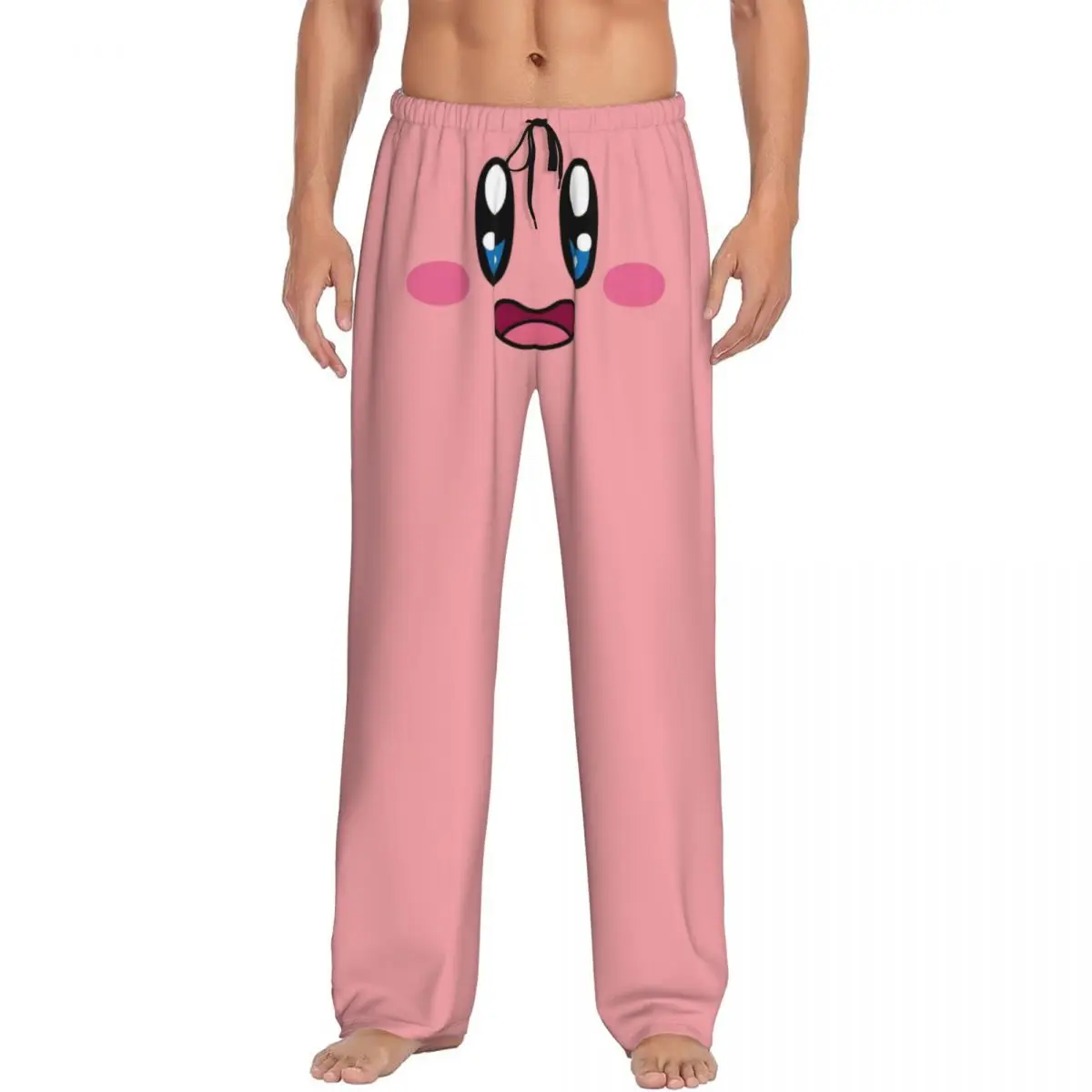 Pantalones de Pijama Personalizados de K-Kirby para Hombre, Cintura Elástica, Pantalones de Dormir con Diseño de Muñeco Kawaii, con Bolsillos