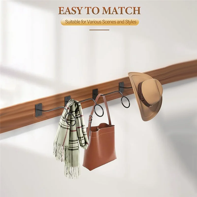 M11K-Gantungan Topi Koboi 4-Pack Untuk Pemasangan di Dinding, Logam Rustic Barat Untuk Rak Topi Gantungan Dinding