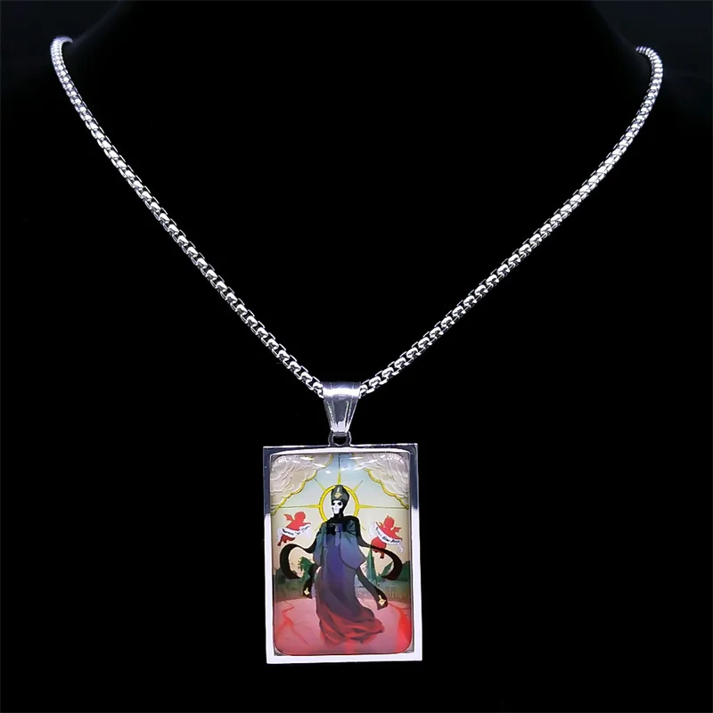 Mysterious Cross Ghost BC Destiny's Gate Key Pendant Necklace Stainless Steel Glass Punk Cross Ghoul Ghost Band Pope Jewelry image 5