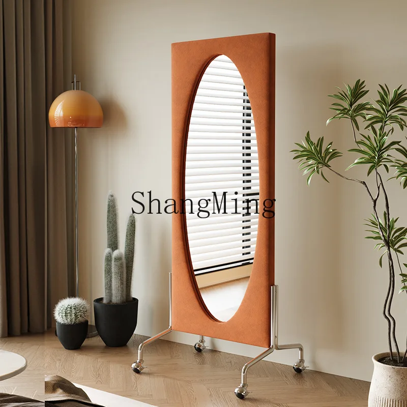 

CL Internet Celebrity Full-Length Mirror Oval Floor Mirror Home Use Movable Clothing Store Wedding Dress Shop Fitting Mirror