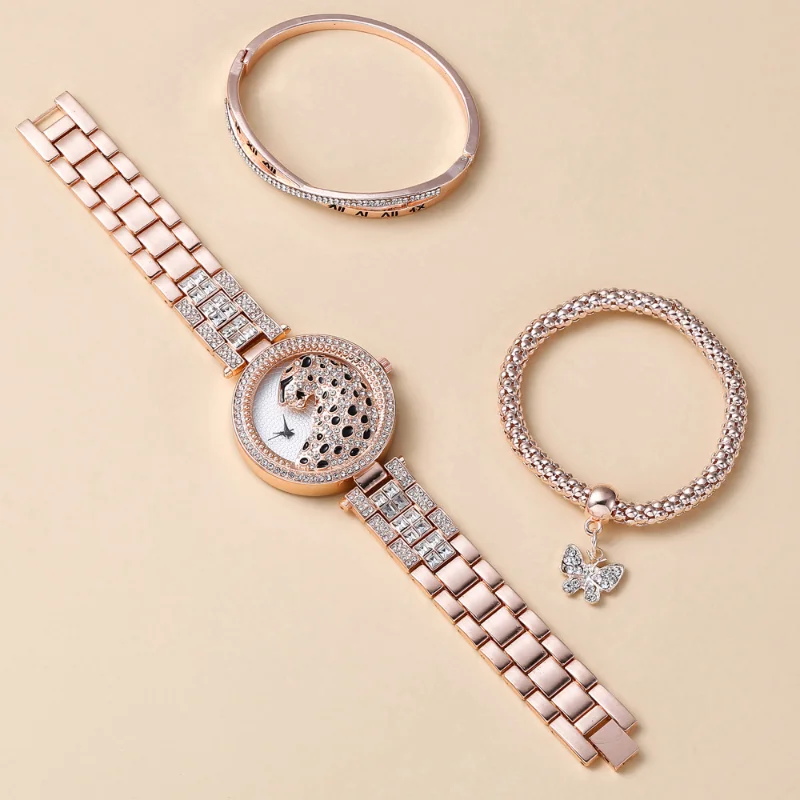 3pcs/set Women Quartz Watch with bracelets Luxury Rhinestone Ladies Wristwatch for Gift  Reloj  Relojes Para mujer