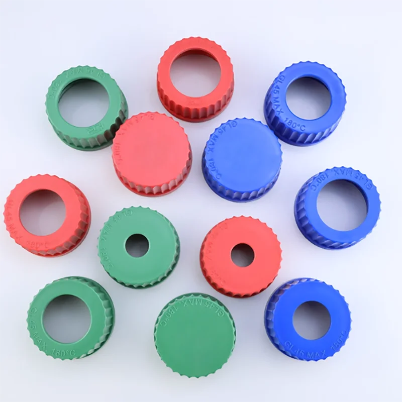 

GL45 blue cap reagent bottle cap head space solid cap PBT temperature resistance 180 degrees