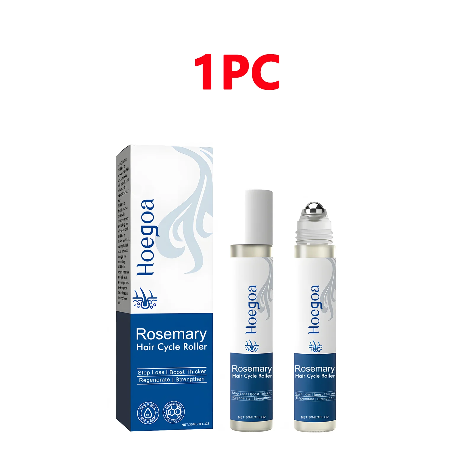 Sérum Capillaire Croissance au Romarin Roll-On - Huile Capillaire Nourrissante et Hydratante Anti-Ch