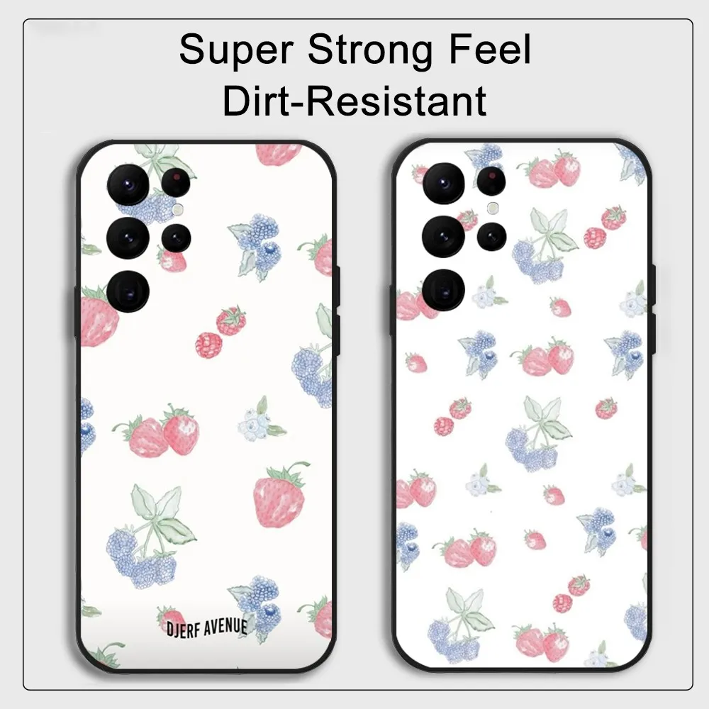 Djerf Summer Berries Print Avenue Phone Case Samsung S series s20 s21 s22 s23 s24 FE Plus Ultra TPU Soft to Skin-friendly case