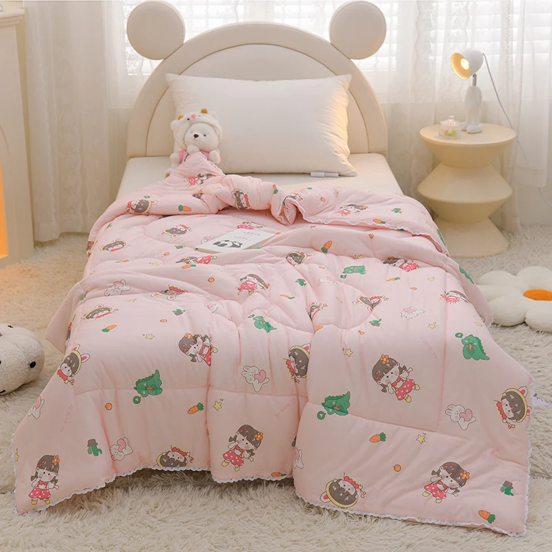 

1pc Soft Duvet Thin Quilt Girls Boys Bedspread 120x150cm Lace Duvets for Home Bed Quilted Blanket Skin-friendly Comforter 여름이불