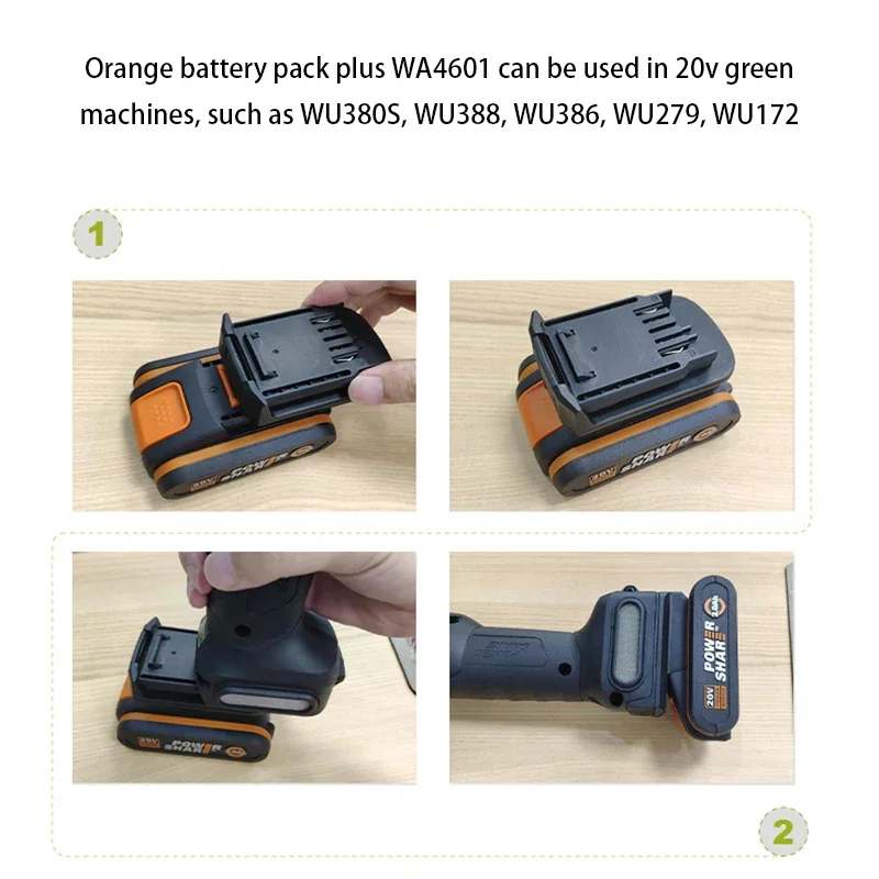 Worx 20v Interface Converter WA4600 WA4601 Between Green and Orange Also with USB Output or Lighting LED Power Tool Aecessory