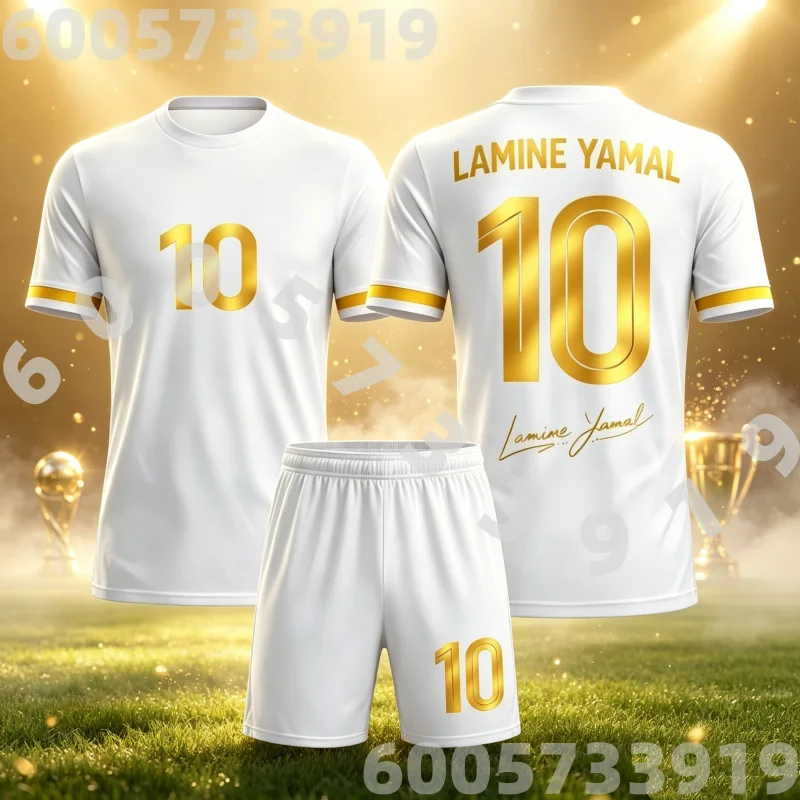 AI Yamal # 10 Summer Fashion New Quick Drying Football Training Clothes Parent Child Clothing Children Adult T-shirt Shorts Set