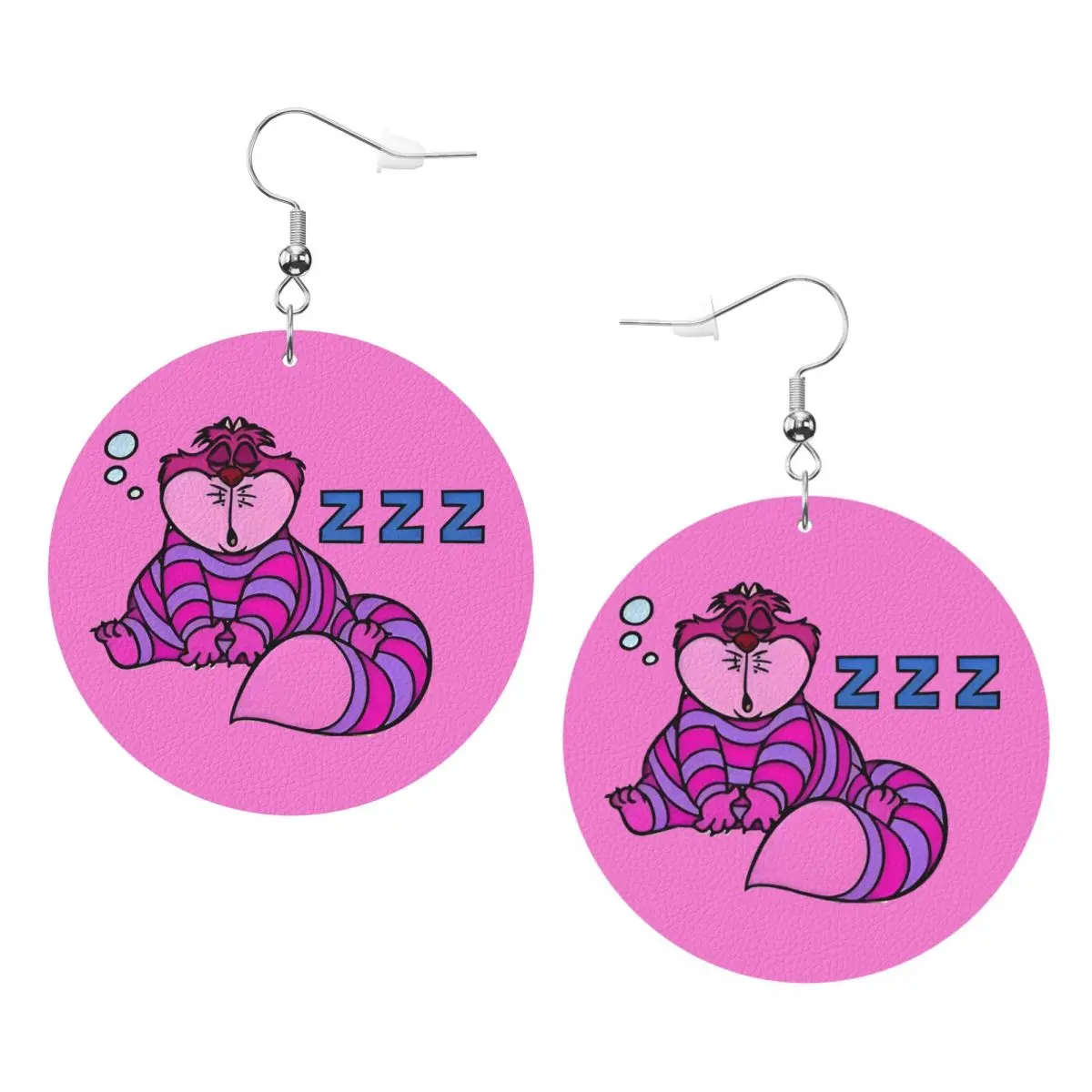 

Серьги-подвески из ПВХ-кожи с мультяшным изображением Чеширского кота, украшения для женщин, подарок жене или маме по мотивам «Алисы в стране чудес»