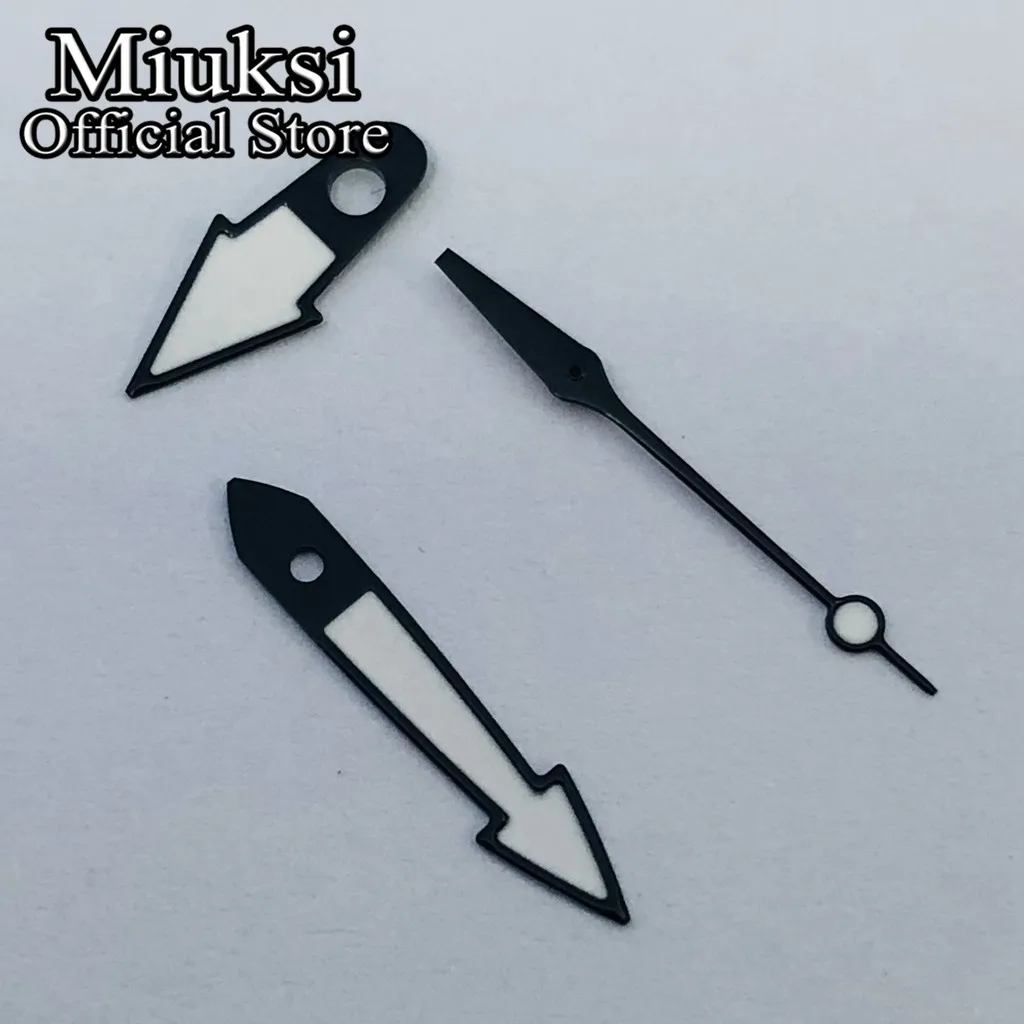 Miuksi black white red watch hands green luminous hands fit NH35 NH36 ETA2824 2836 PT5000 Miyota 8215 Mingzhu DG2813 movement