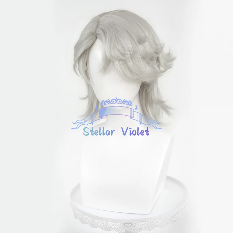 Game Identity V Wig Patient Emil Cosplay Wigs Cosplay Costumes 35CM Short Silver White Patient Emil Synthetic Wigs Anime Party