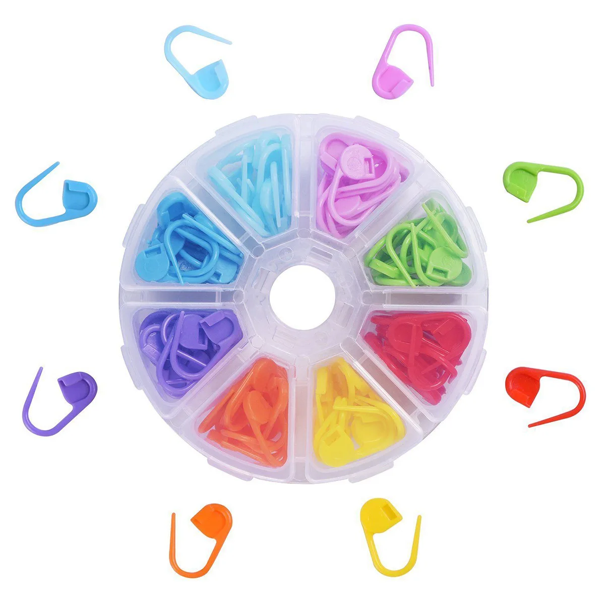 

104Pcs Knit Stitch Markers Hook Into Stitches No Fall Out Perfect for DIY Crafts 8-Grid Organizer Stitch Markers