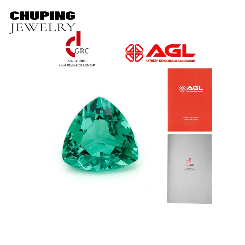 

Lab Grown Emerald Trillion Cut Hydrothermal Colombian Emerald Provided AGL Certificate Loose Gemstone For DIY Jewelry Making