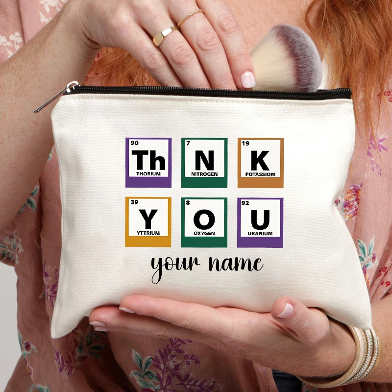 Thank You Teacher Customized Name Canvas Storage Bag Office Supplies Zipper Pencil Case Wallet Personalized Gift for Teachers