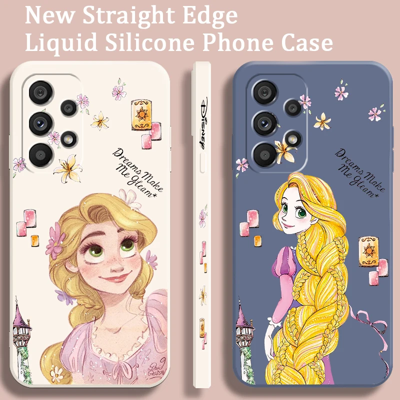 Princess Tangled Rapunze Liquid Left Rope For Samsung Note 20 10 A54 A31 A14 A03 A22 A34 A04 A24 Ultra Plus 5G Back Phone Case