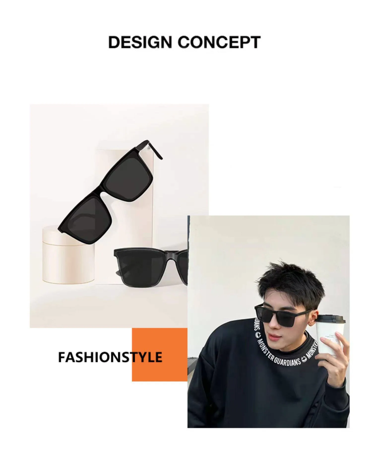Herrensonnenbrille zum UV-Schutz beim Fahren. 2025 Modische Sonnenbrille mit quadratischem Rahmen im neuen Stil 2050 – Detail 3