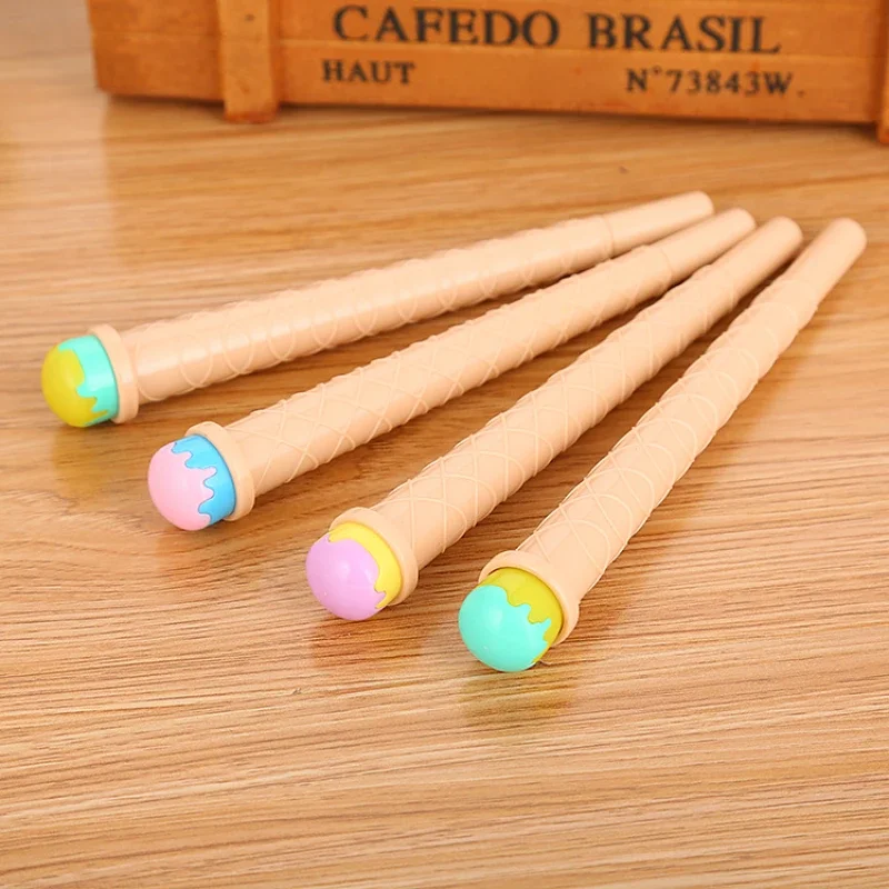 50PCS  Creative learning stationery cone Rollerball pen cool summer cute imitation ice cream needle water-based signature pen