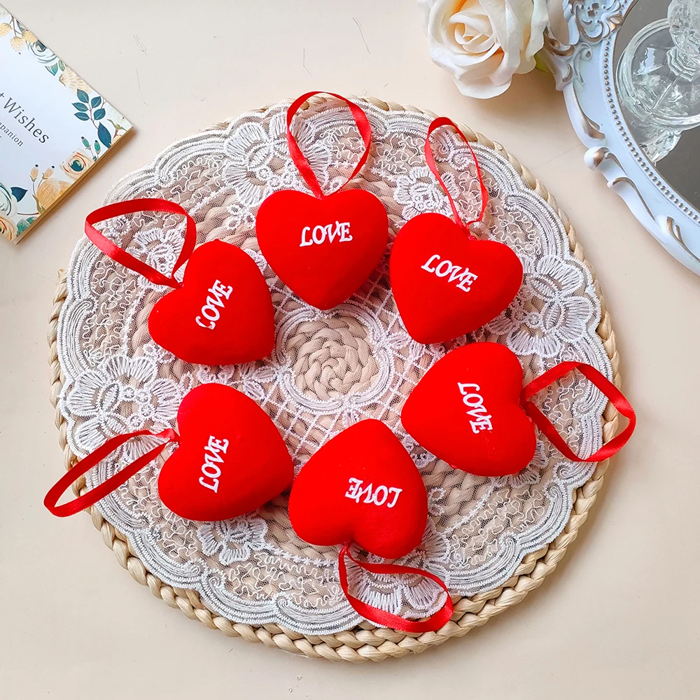 

6/12pcs Red Heart Hanging Ornaments Creative Love Pendant Party Supplies Romantic Wedding Anniversary Valentine's Day Decoration