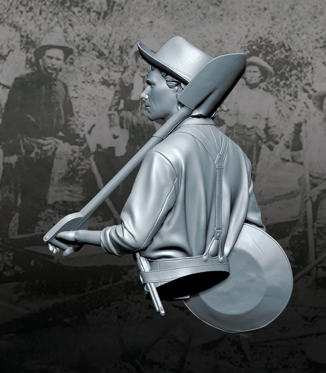 1/10 Schaal Gegoten Hars Buste Model Kit Gold Rush Man Standbeeld Ongemonteerd en Ongeverfd