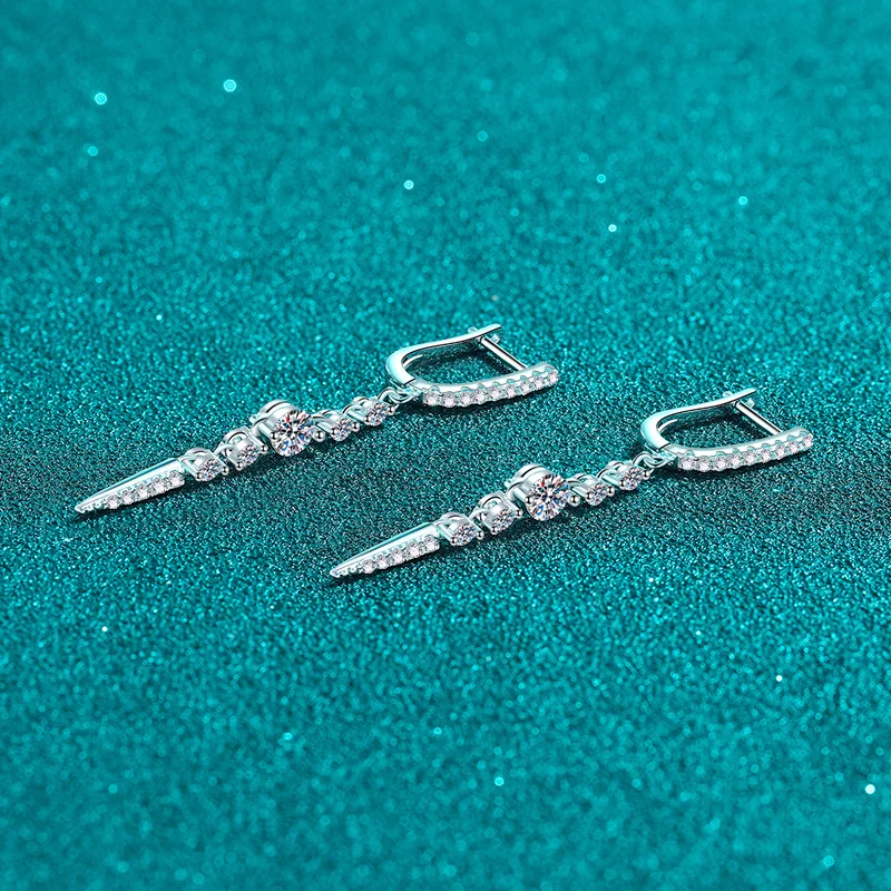 D‑VVS1 Moissanite Earrings for Women S925 Sterling Silver 18K White Gold Plated Wedding Fine Jewelry with GRA Certificate