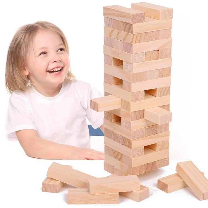 54PCS stacking tower classic game, comes with a tipping tower, an interactive party game, ideal for parties and family games
