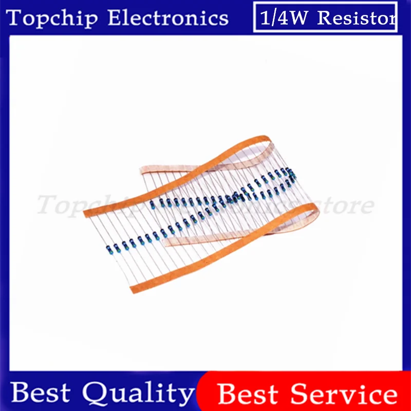 100pcs 1/4W 1R~22M 1% Metal film resistor 100R 220R 1K 1.5K 2.2K 4.7K 10K 22K 47K 100K 100 220 1K5 2K2 4K7 ohm resistance
