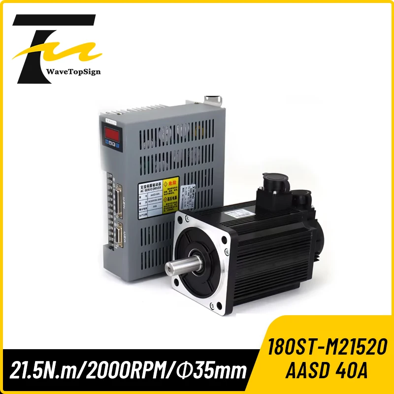 Wavetopsign Servo Motor Kits 180ST-M21520 AASD 40A 4.5KW 380V 21.5NM 2000RPM Dia.35mm with 3M Cable