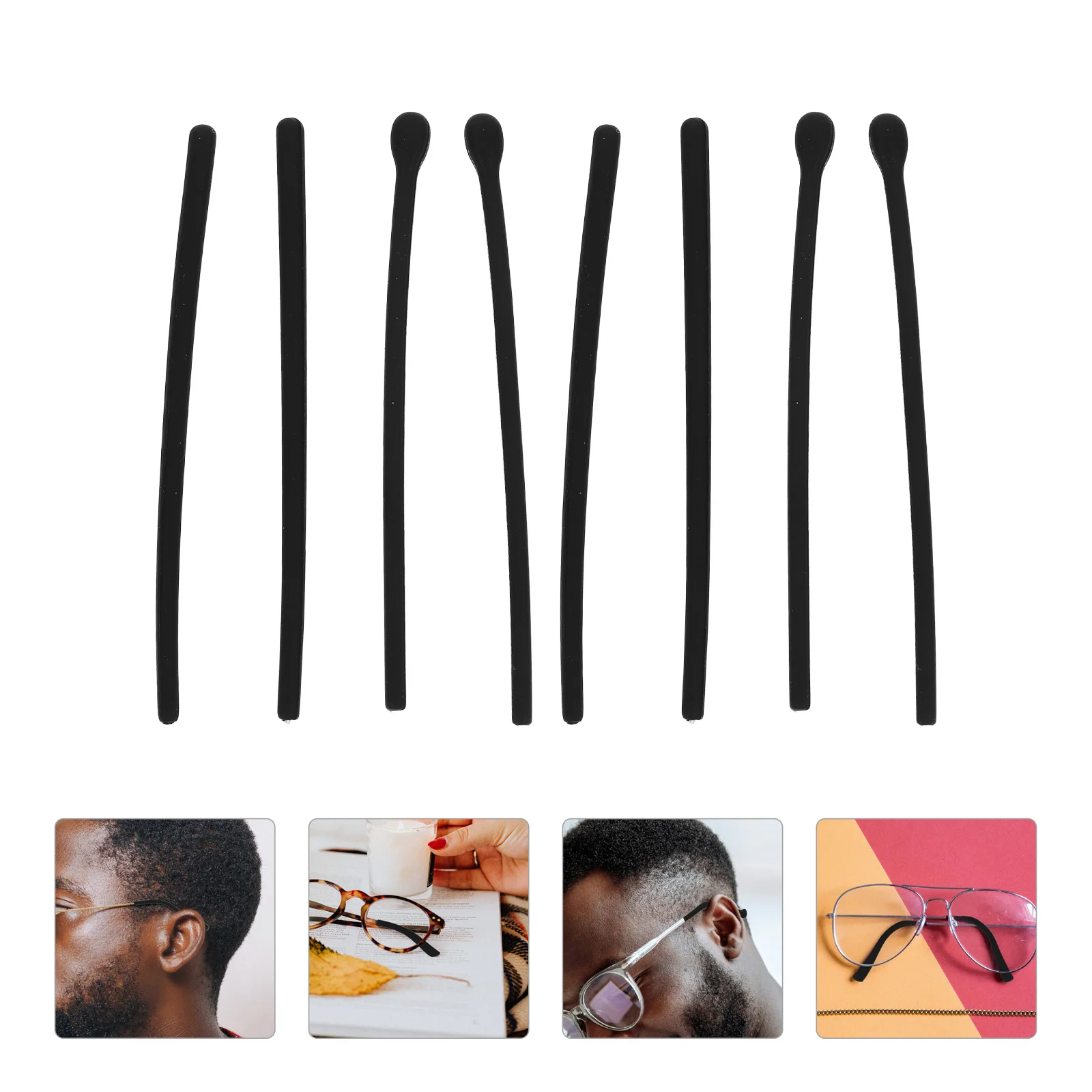 4 Pairs Silicone Glasses Arm Tips Eyeglass Temple Covers Anti-Slip Glasses Ear Grips for Eyeglass Legs Comfortable and Secure Fi