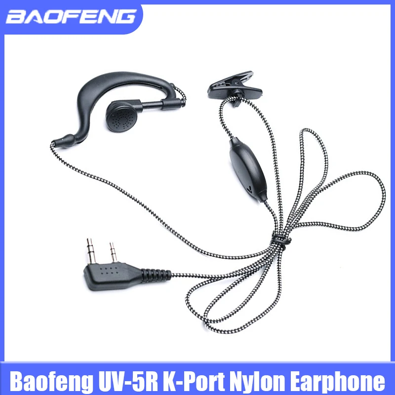 K-Type Ear-hook Headset Used For Baofeng Kenwood TYT Walkie Talkie UV-5R BF-888S Black White Weave Earphone Earpiece Headphone