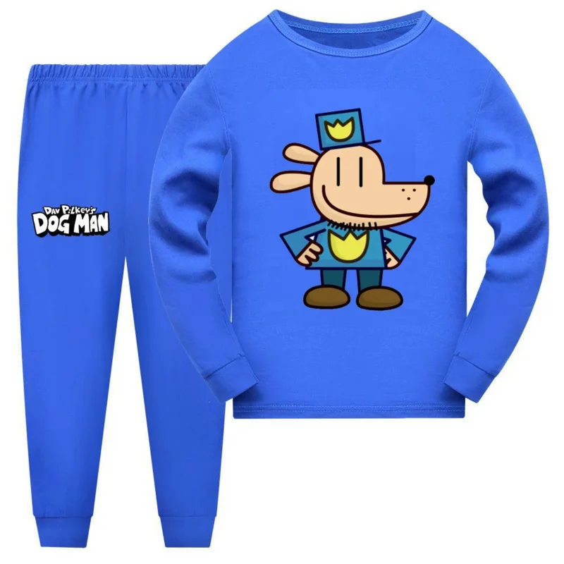 Dog Man pigiama per bambini camicia a maniche lunghe pantaloni 2 pezzi cartone animato Dogman pigiameria per bambini pigiama autunnale per ragazza bambino abiti per bambini