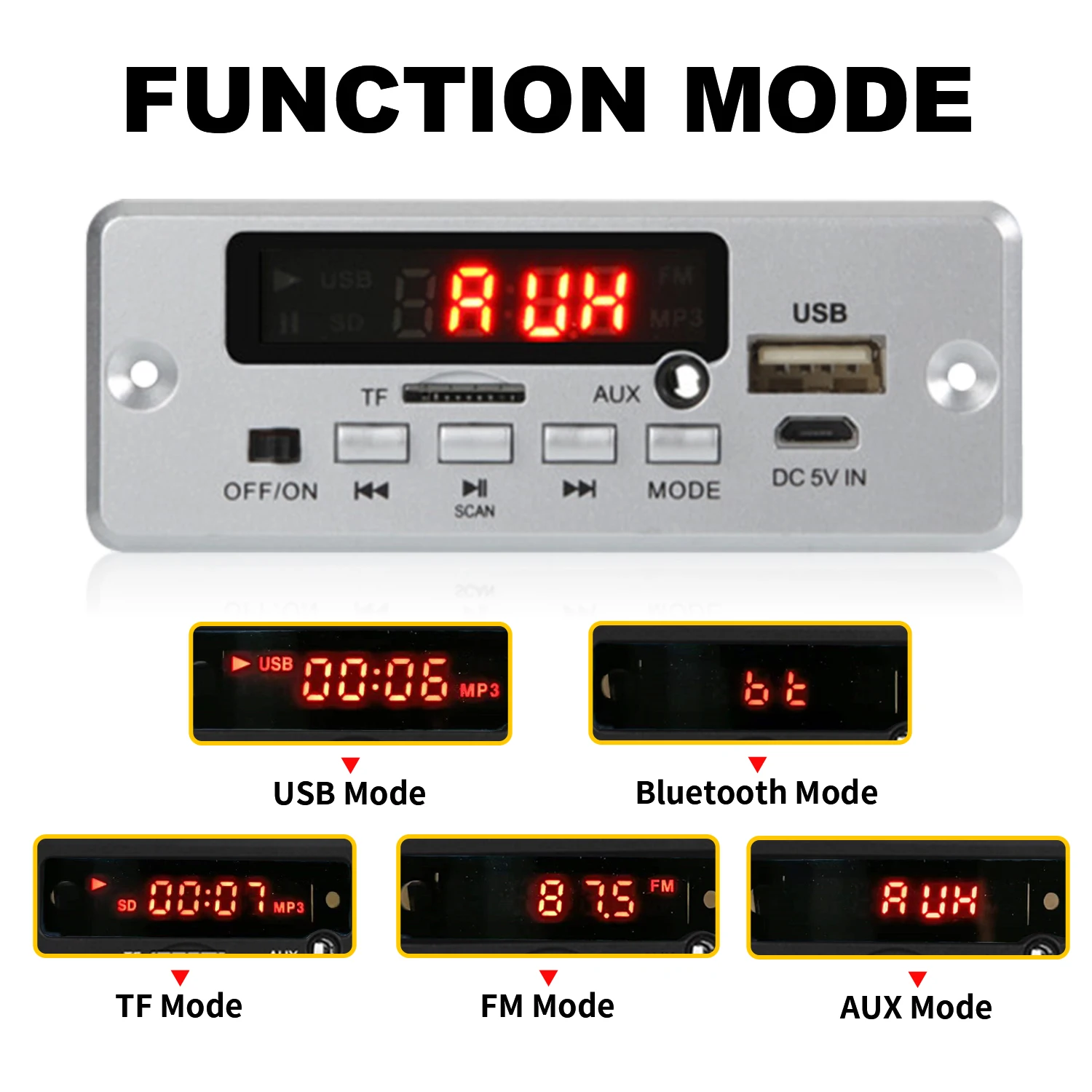 DC 12V 50W Amplifier Bluetooth 5.0 MP3 Player Decoder Board FM Radio TF USB 3.5mm AUX Module Bluetooth Receiver Car kit Audio