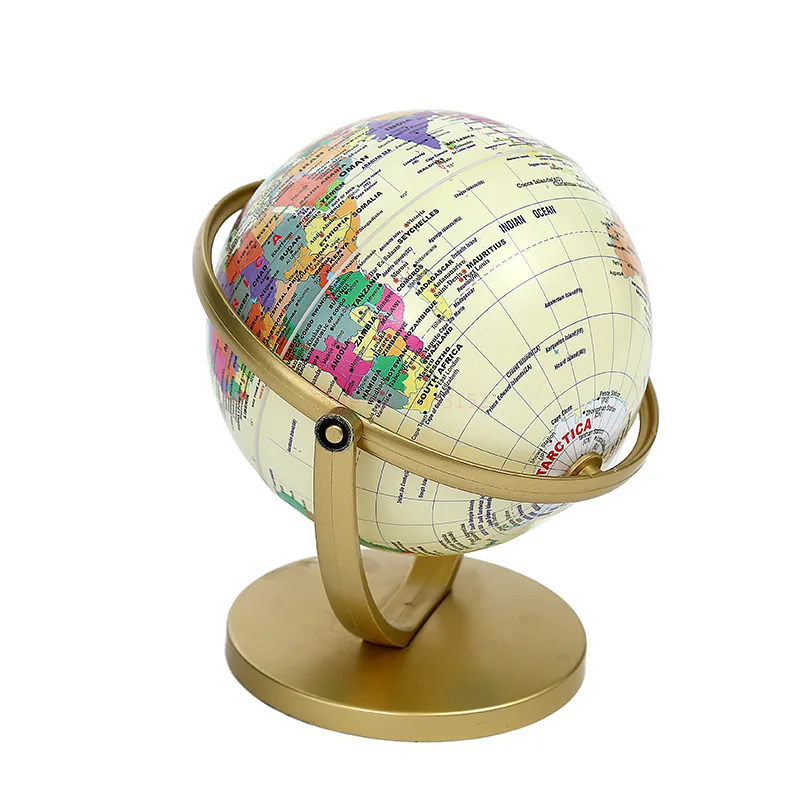 10.6/14.2/20/25cm Gold Frame Universal Globe Retro Blue White Geography Textbook For English Teaching Of World Universal Ball