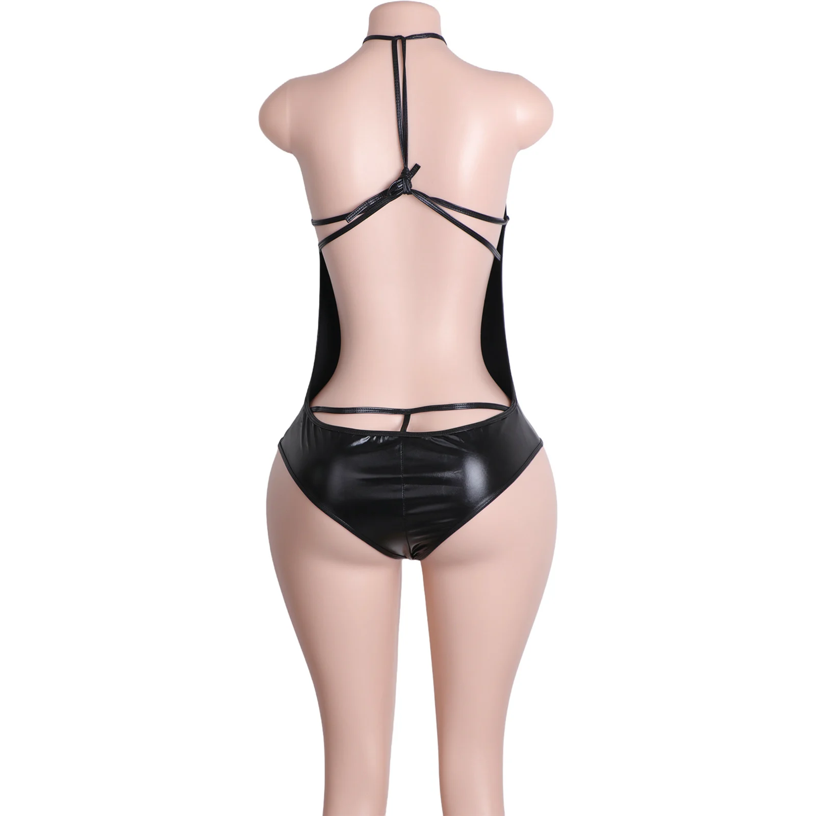 Lackleder-Body, Tanga, String, sexy Clubwear, eng anliegendes Dessous-Outfit, Damen-Tanzbekleidung, Riemen-Body, elegant