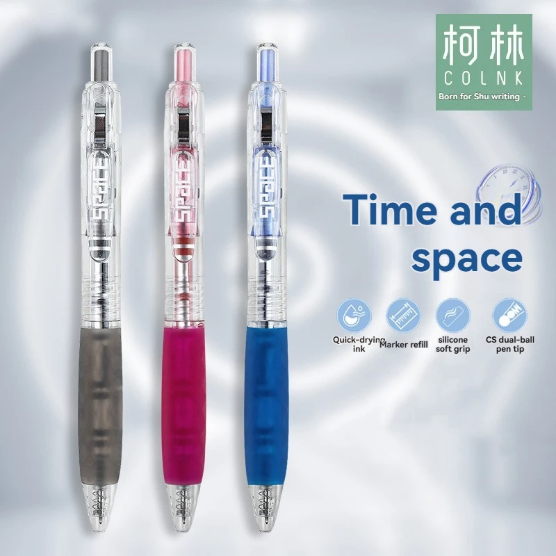 

12pcs/box Colin Time and Space Pen Press Neutral Pen for Students to Brush Questions, Quick drying Scale Pen Core, Silicone Soft