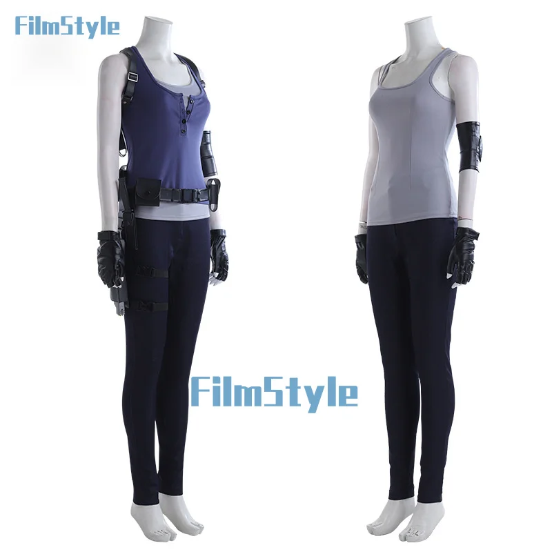 Game Jill Valentine Cosplay RE 3 Costume Women's Top Pants Suit Shoulder Bag Straps Accessories Halloween Carnival Outfit