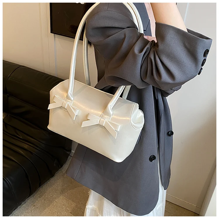 

Bowtie Design PU Leather Crossbody Bags For Women 2024 Autumn Y2k Korean Fashion Shoulder Bag Simple Female Handbags And Purse