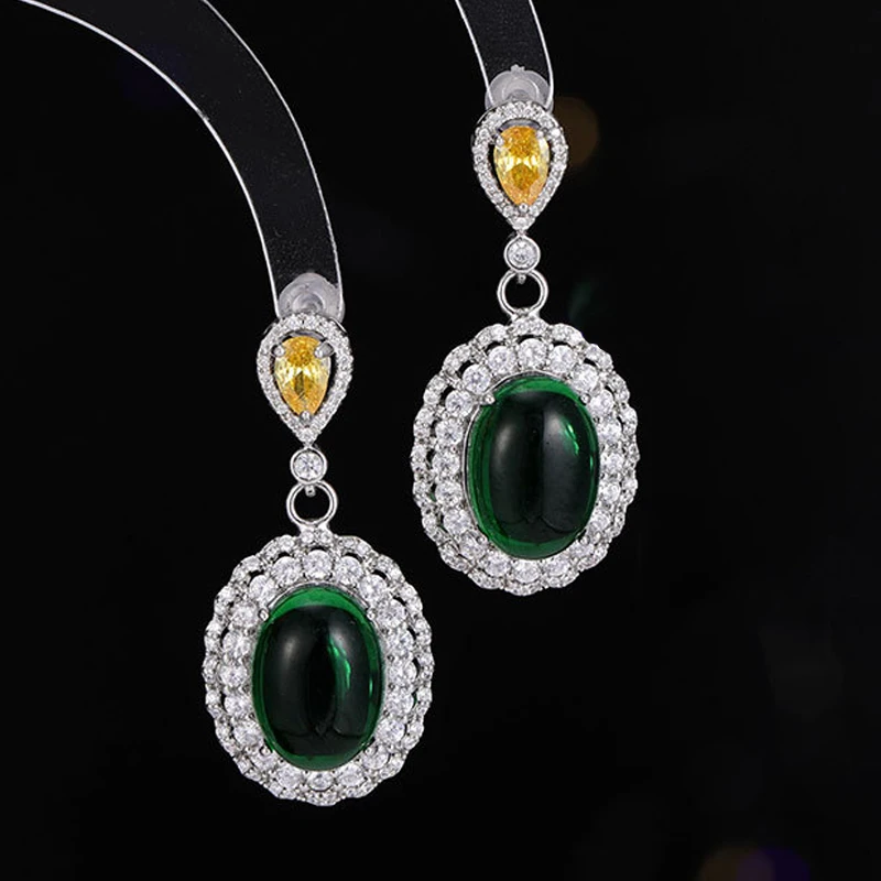 

green earrings white zirconia vintage jewelry women daily wear dinner party shiny earrings