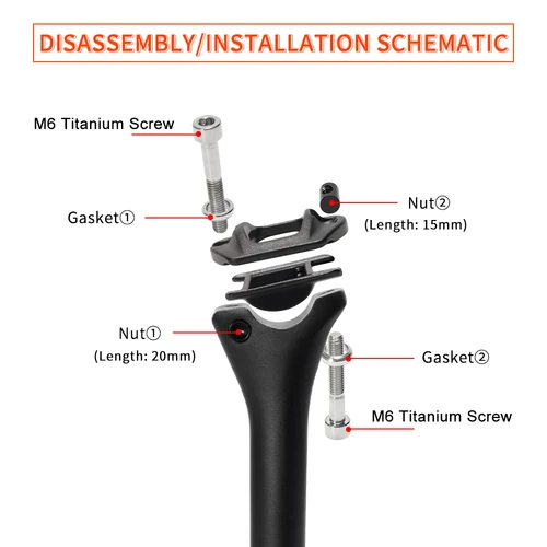 Imagen 2 del producto TOSEEK C70 tija de sillín de carbono peso ligero 27,2 31,6mm de longitud 350/400mm negro mate MTB tija de sillín de bicicleta de carretera tubo de sillín piezas de bicicleta